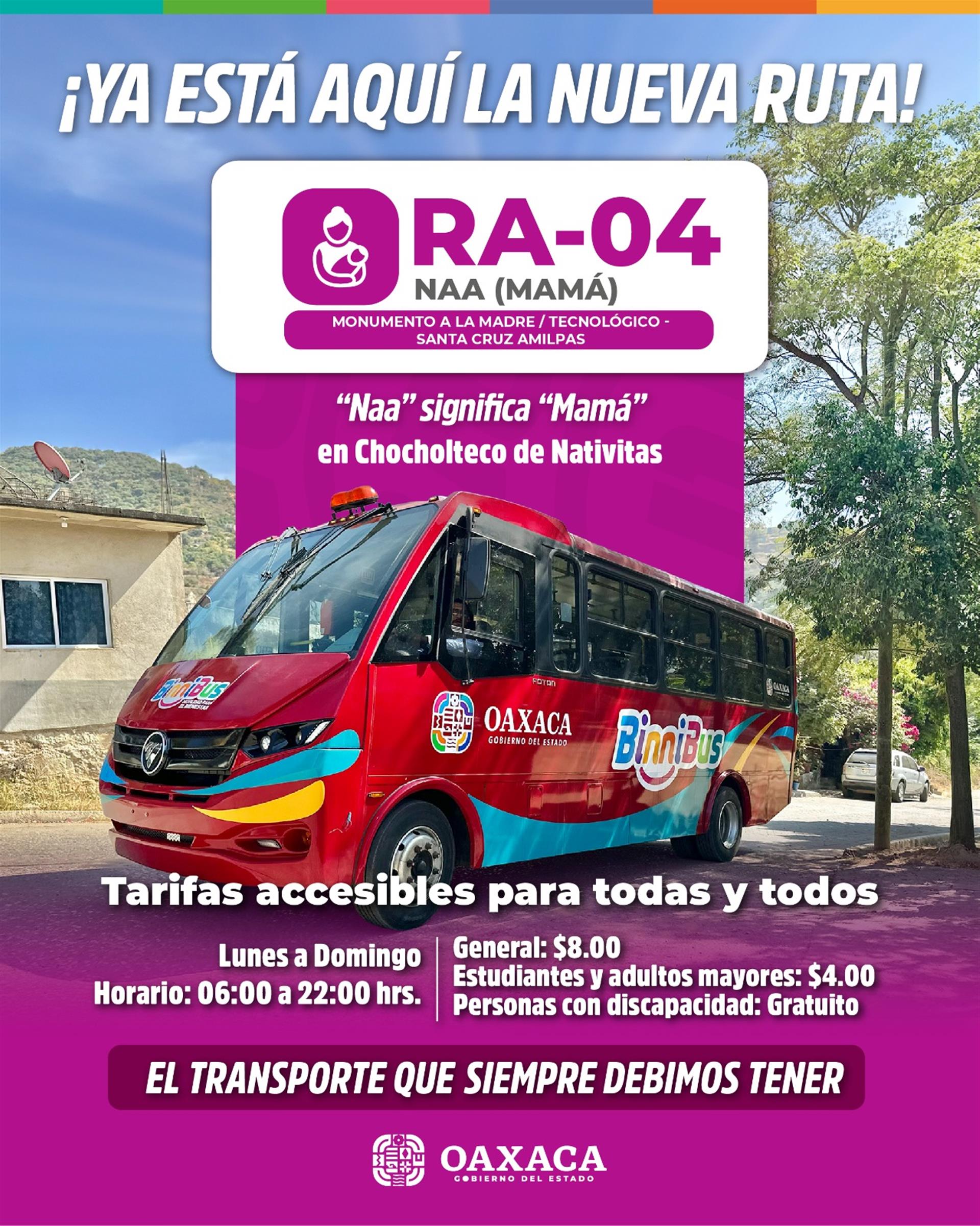 AMPLÍA BINNIBUS SU RED CON NUEVA RUTA RA-04 “NAA” 